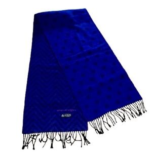 Emanuel Ungaro cobalt blue and black reversible wool scarf NWOT